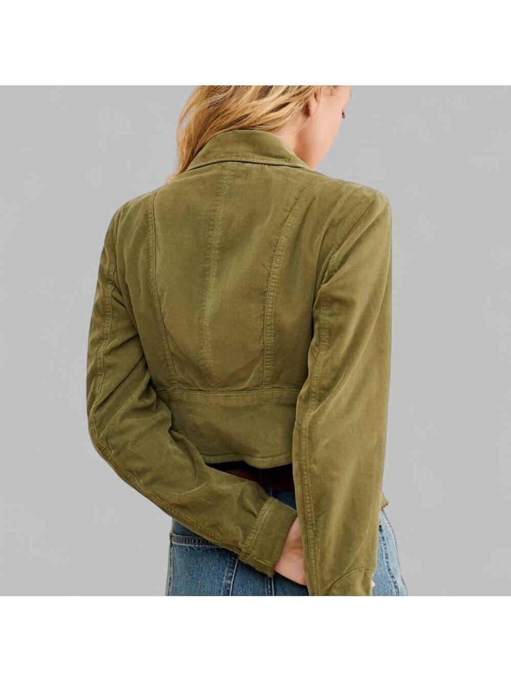Free People Army Green Corduroy Heritage Jacket with Vest Size M-like new - Picture 15 of 15